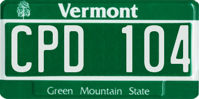 VT license plate CPD104