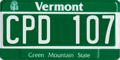 VT license plate CPD107