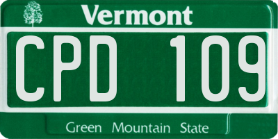 VT license plate CPD109