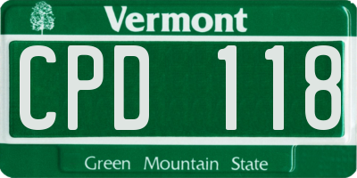 VT license plate CPD118