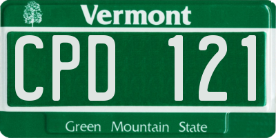 VT license plate CPD121