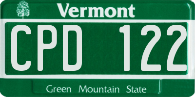 VT license plate CPD122