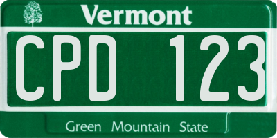 VT license plate CPD123