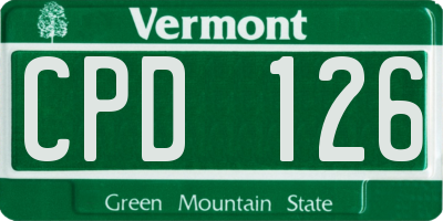 VT license plate CPD126