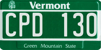 VT license plate CPD130