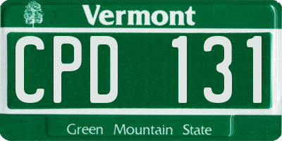 VT license plate CPD131