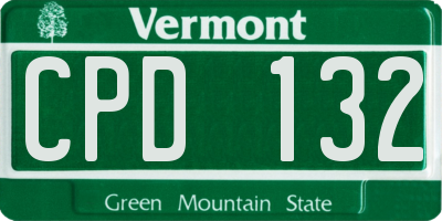 VT license plate CPD132