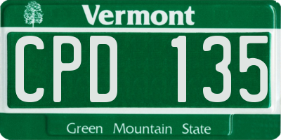 VT license plate CPD135