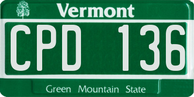 VT license plate CPD136