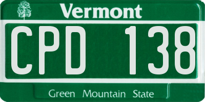 VT license plate CPD138