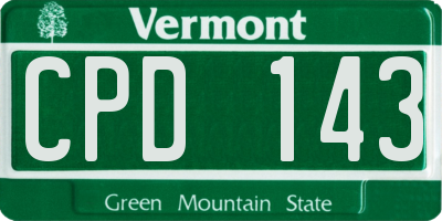 VT license plate CPD143