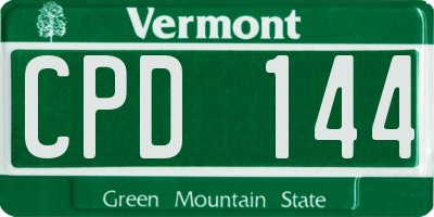 VT license plate CPD144
