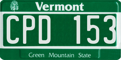 VT license plate CPD153