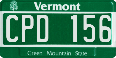 VT license plate CPD156