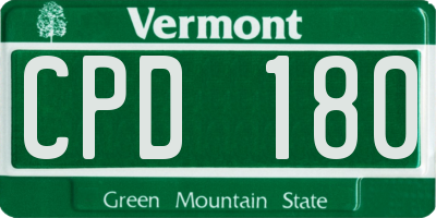 VT license plate CPD180