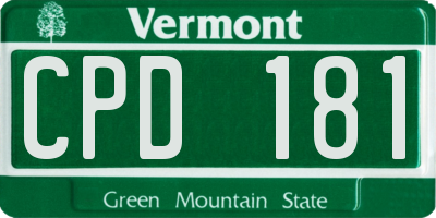 VT license plate CPD181