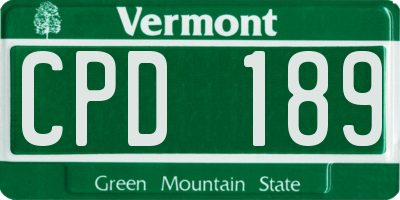 VT license plate CPD189