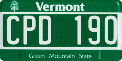 VT license plate CPD190