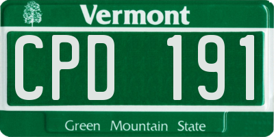 VT license plate CPD191