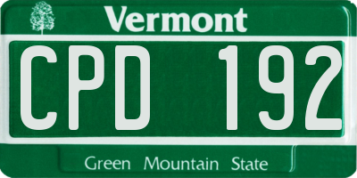 VT license plate CPD192