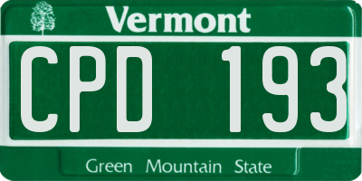 VT license plate CPD193
