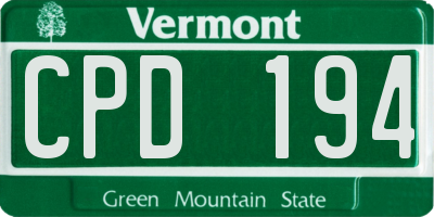 VT license plate CPD194