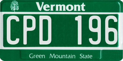 VT license plate CPD196