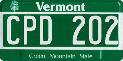 VT license plate CPD202