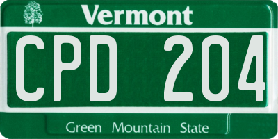 VT license plate CPD204