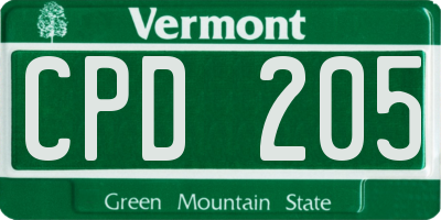 VT license plate CPD205