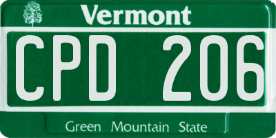 VT license plate CPD206