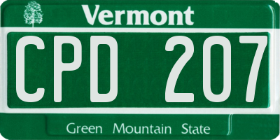 VT license plate CPD207