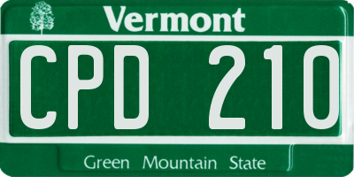 VT license plate CPD210