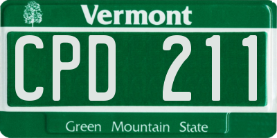 VT license plate CPD211