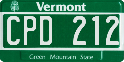 VT license plate CPD212