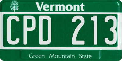 VT license plate CPD213