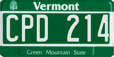 VT license plate CPD214