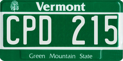 VT license plate CPD215
