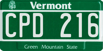 VT license plate CPD216