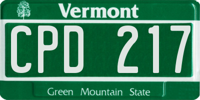 VT license plate CPD217