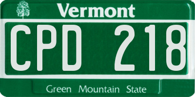 VT license plate CPD218