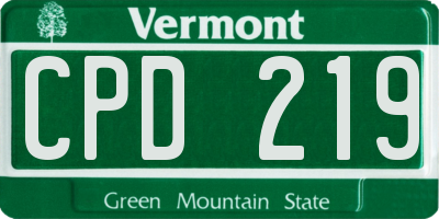 VT license plate CPD219