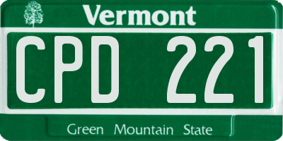 VT license plate CPD221