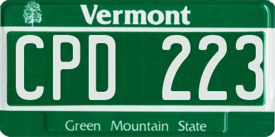 VT license plate CPD223