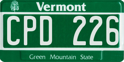 VT license plate CPD226