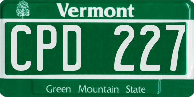 VT license plate CPD227