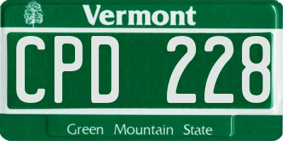 VT license plate CPD228