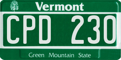 VT license plate CPD230