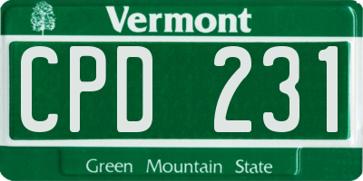 VT license plate CPD231