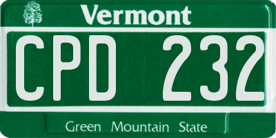 VT license plate CPD232